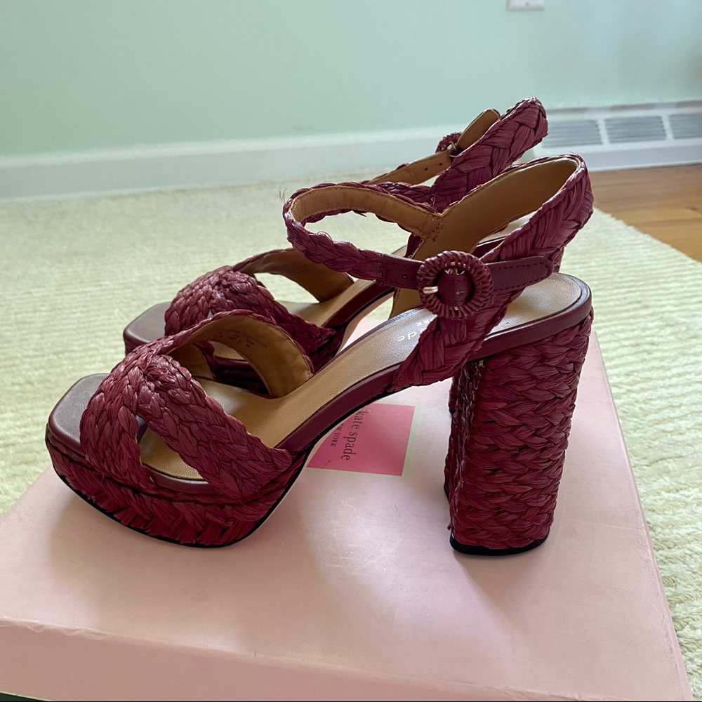 NWT Kate Spade Disco Raffia platform sandals - Picture 4 of 16
